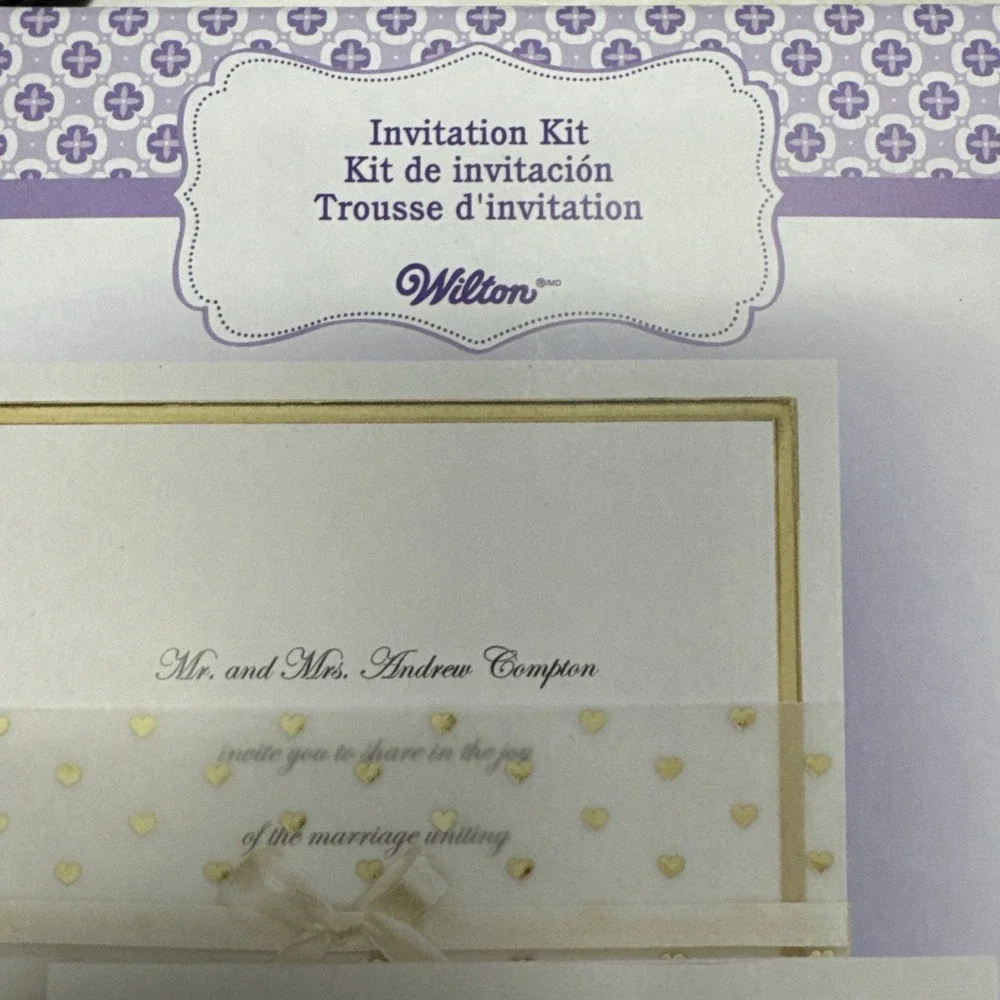 Wilton Gold Ivory Invitation Kit 25 Count New in Box Print At Home Printable NEW